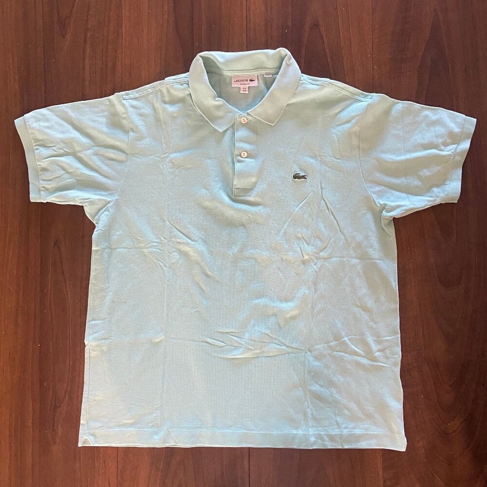 Lacoste Mens Classic Fit Aqua Polo Shirt - Size XL